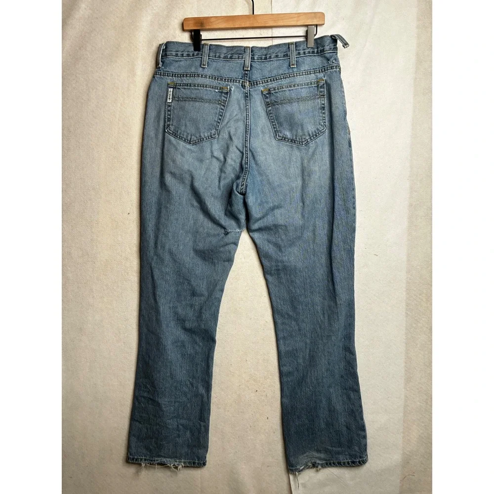 Vintage‎ Light Wash Straight Leg Workwear Denim Jeans Blue 36x33 Distressed